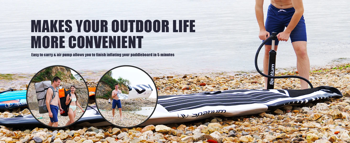 Spatium Inflatable Paddle Board Touring Portable Water Sports Air Inflatable Anti-Skid Surfing Board Equipped With Backpack