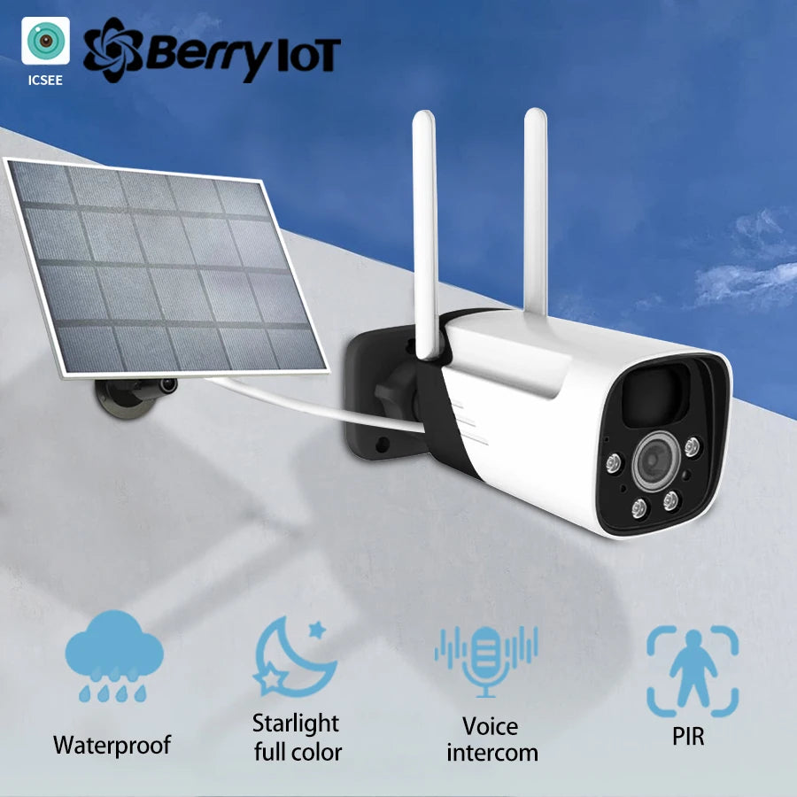 Solar Powered Security Camera Outdoor Wireless WiFi Camera 3MP Home Surveillance Camera Night Vision Waterproof Motion Detecti