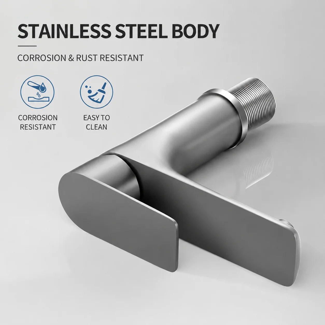 Bathroom Sink Faucet Stainless Steel Hot Cold Mixer Tap Single Handle Matte Black Silver Basin Tap