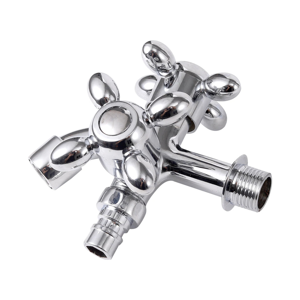 1/2" Dual Control Double Outlet Water Tap Universal Interface Plastic Faucet Home Tap Bathroom Hose Irrigation Quick Connector