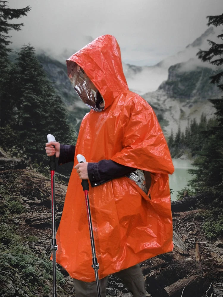 Emergency Raincoat Poncho Waterproof Rainwear Blanket Survival Camping Equipment Cold Insulation Rainwear Camping Equipment