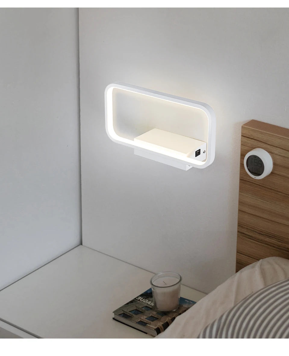 Wall Light Indoor 12W Touch Switch 3 Colors Dimming USB Charge With Wireless LED Wall Lamps For Living Room Bedroom Stair Modern
