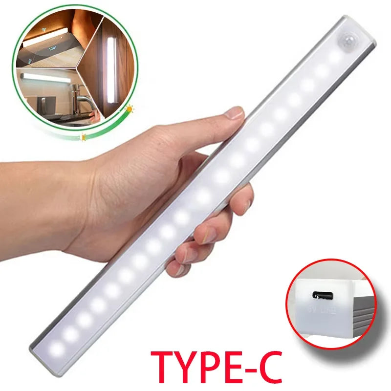 LED Motion Sensor Light Night Light Wireless USB Under Cabinet Light For Kitchen Cabinet Bedroom Wardrobe Sensor Indoor Lighting