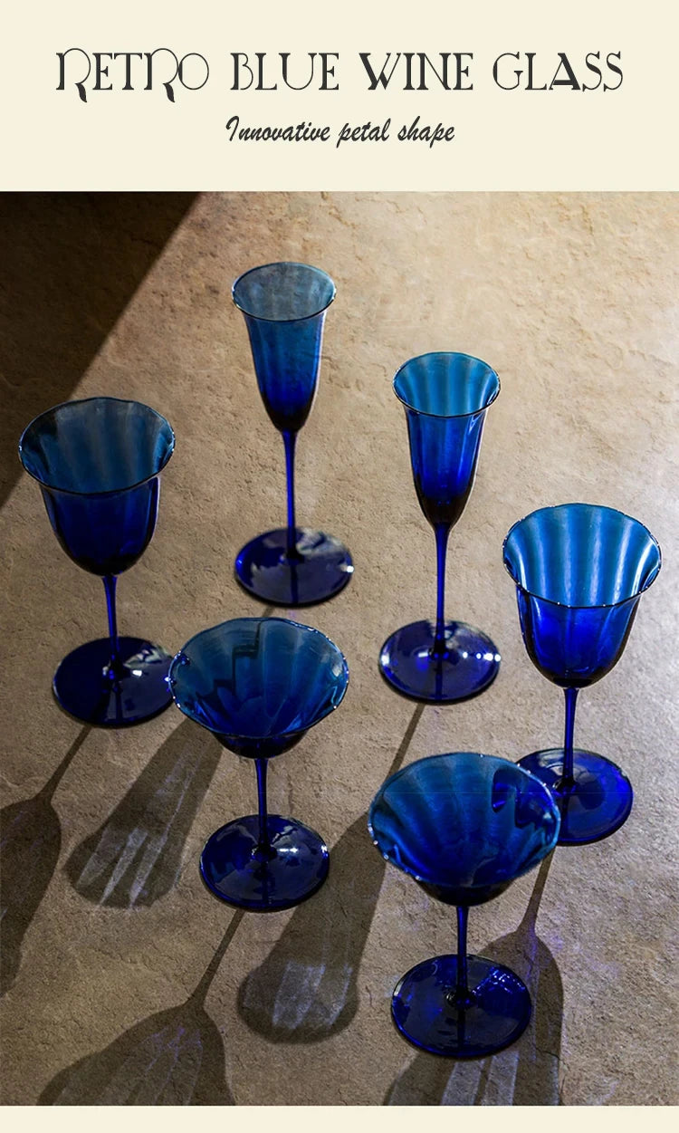 Sapphire Blue Wine Glasses Goblets niche Flowers Red Wine Glasses Crystal Glass Cocktails Martini Glasses Cup