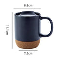 Simplicity Ceramic Cork Bottom Coffee Mug with Lid Splash Proof Heat-resistant Matte Plain White Black Cork Base Bottom Tea Cup
