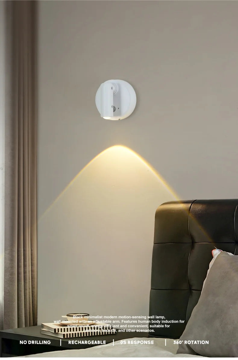 LED Light Magnetic Rechargeable Wall light Spotlight Wireless No Punch Reading Light With Touch Switch Dimmable Bedside Lamp