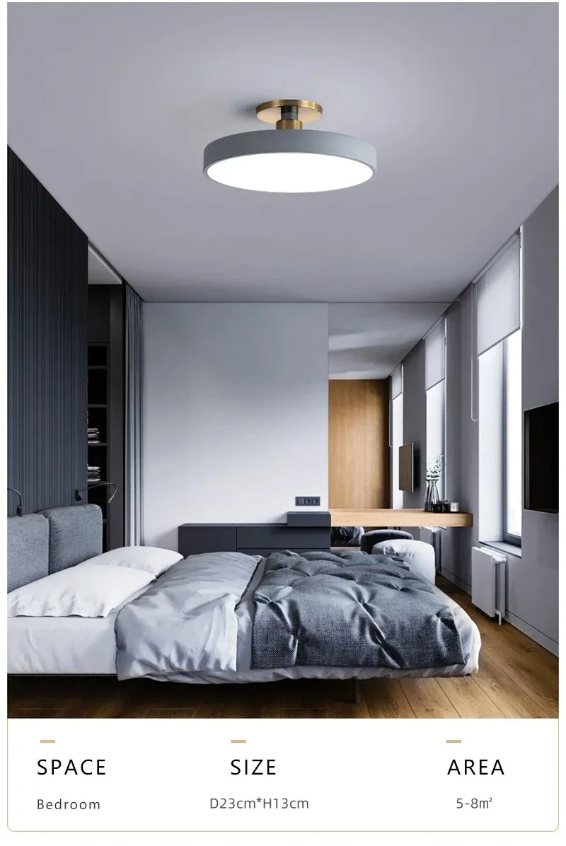Modern Macaron LED Ceiling Light Simple Circular Dimmable Pendant Light Living Room Bedroom Study Nordic Decorative Lighting