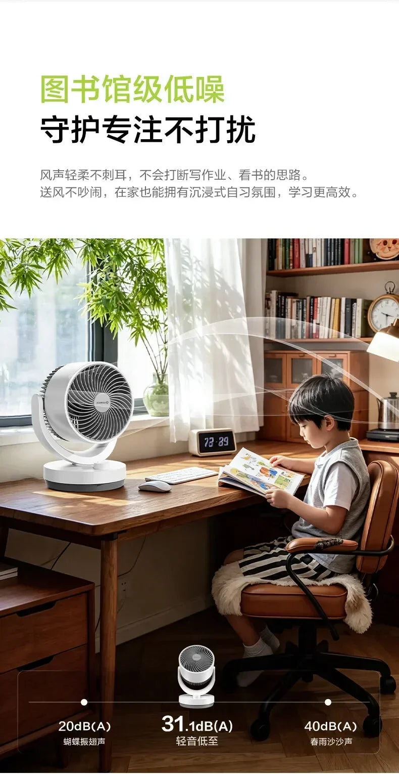 Small Air Circulator Fan, Oscillating Desk Floor Fan with Strong Wind, Low Noise for Bedroom Dorm, Energy-Saving Durable Durable