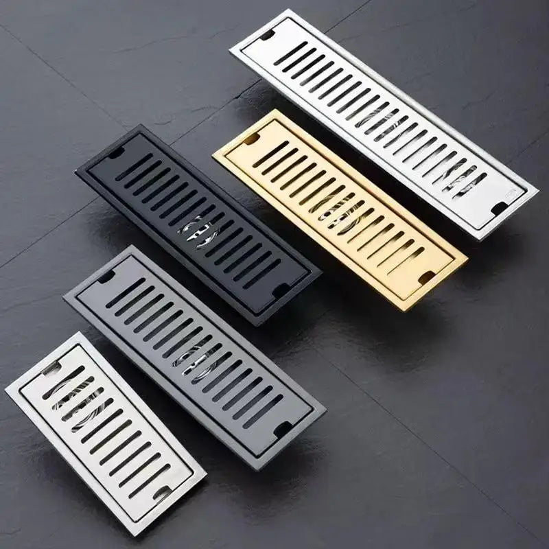 20/30/40/50/60cm Stainless Steel Shower Floor Drain Bathroom Rectangle Linear Floor Drainage Floor Drain with Strainer Covern