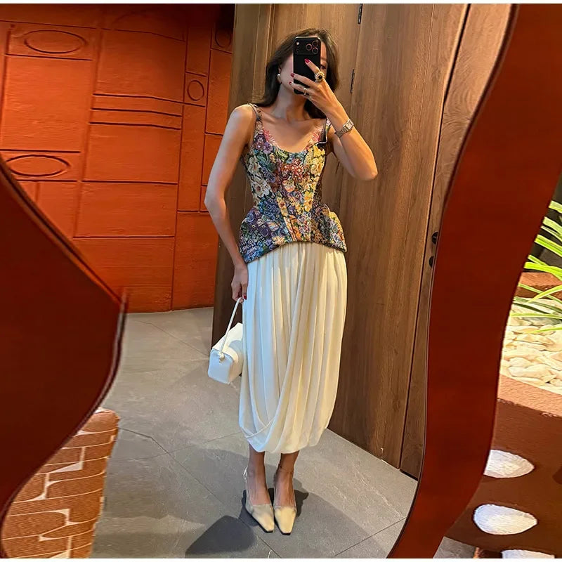 Sexy Print Flower Slim Sling Top Women Sleeveless Slip Backless Closed Waist Vest Female 2026 Fashion Summer Autumn Tops Lady