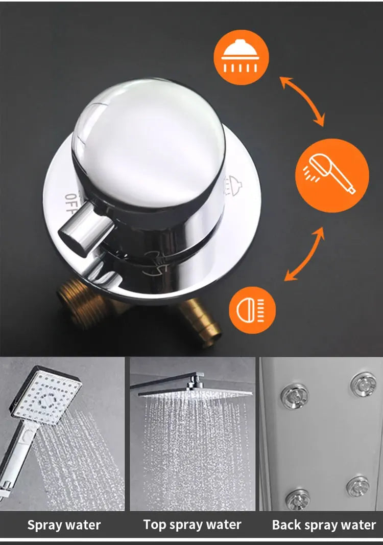 Thermostatic Brass Shower Faucet Valve 2/3/4/5 Way Diverter Mixer Control for Steam Room Shower Column Panel Bathroom Accessoris