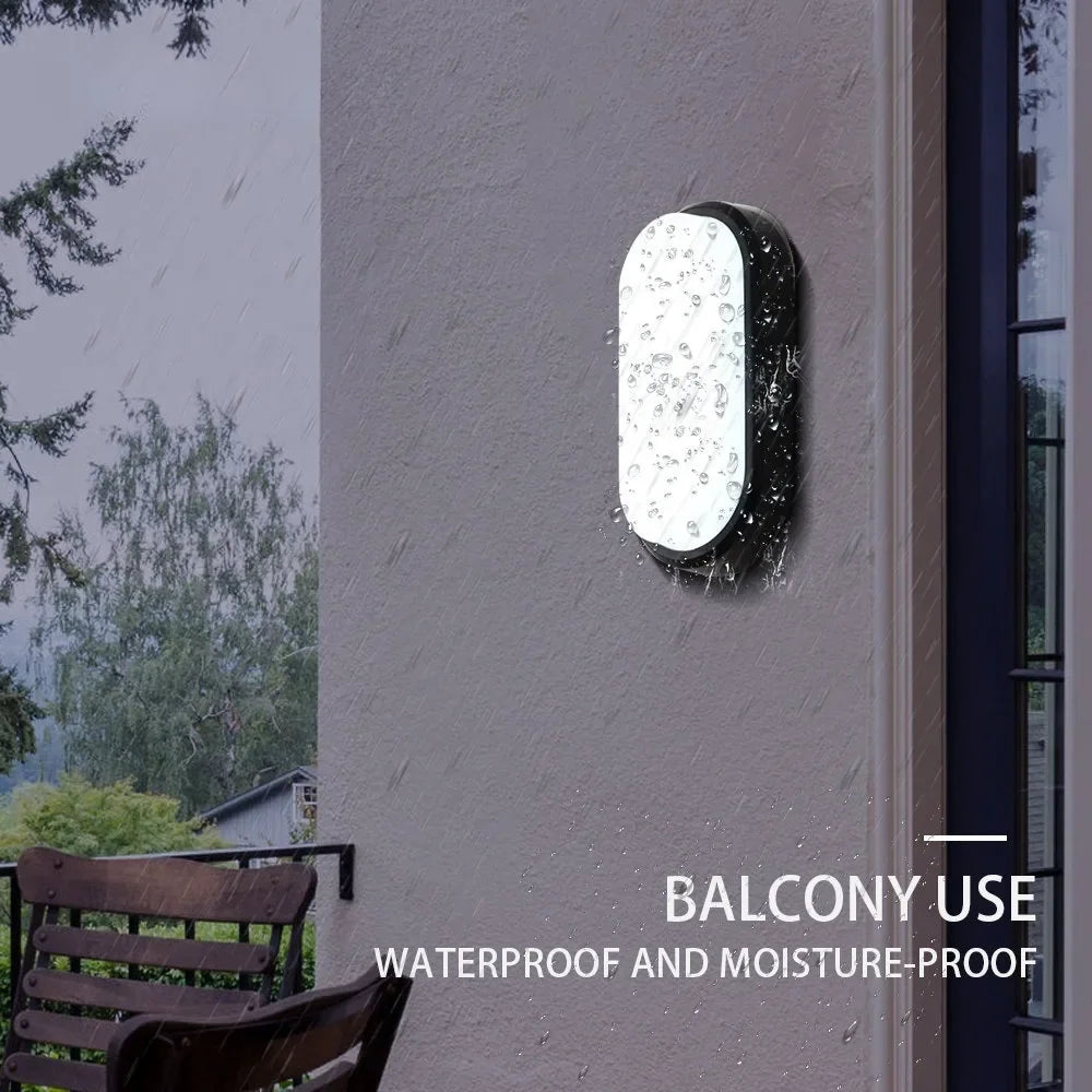 Oval Wall Lighting 12W Modern LED Outdoor Surface Mounted Waterproof Bathroom Porch Wall Sconce Aisle