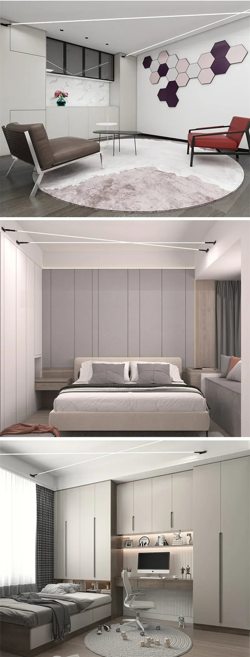 Modern Black White Linear Wall Lamp Skyline Wall Sconce Background LED Bar Strip Living Room Home Decor Lights Bathroom Fixture