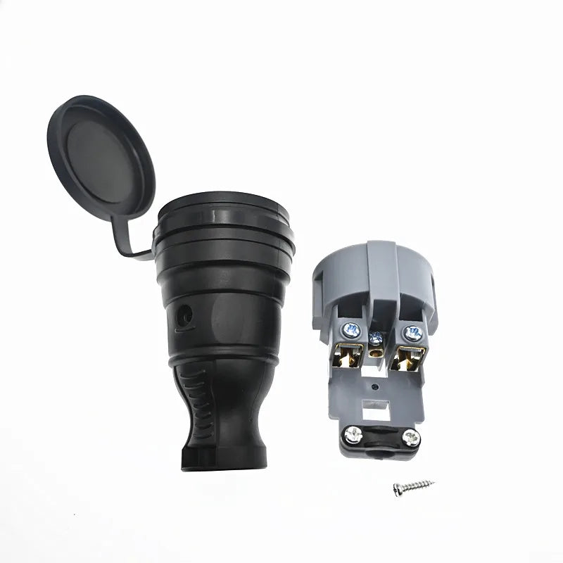 EU Rubber Waterproof Socket Plug Electrial Grounded European Connector With Cover IP54 For DIY Power Cable Cord 16A 250V