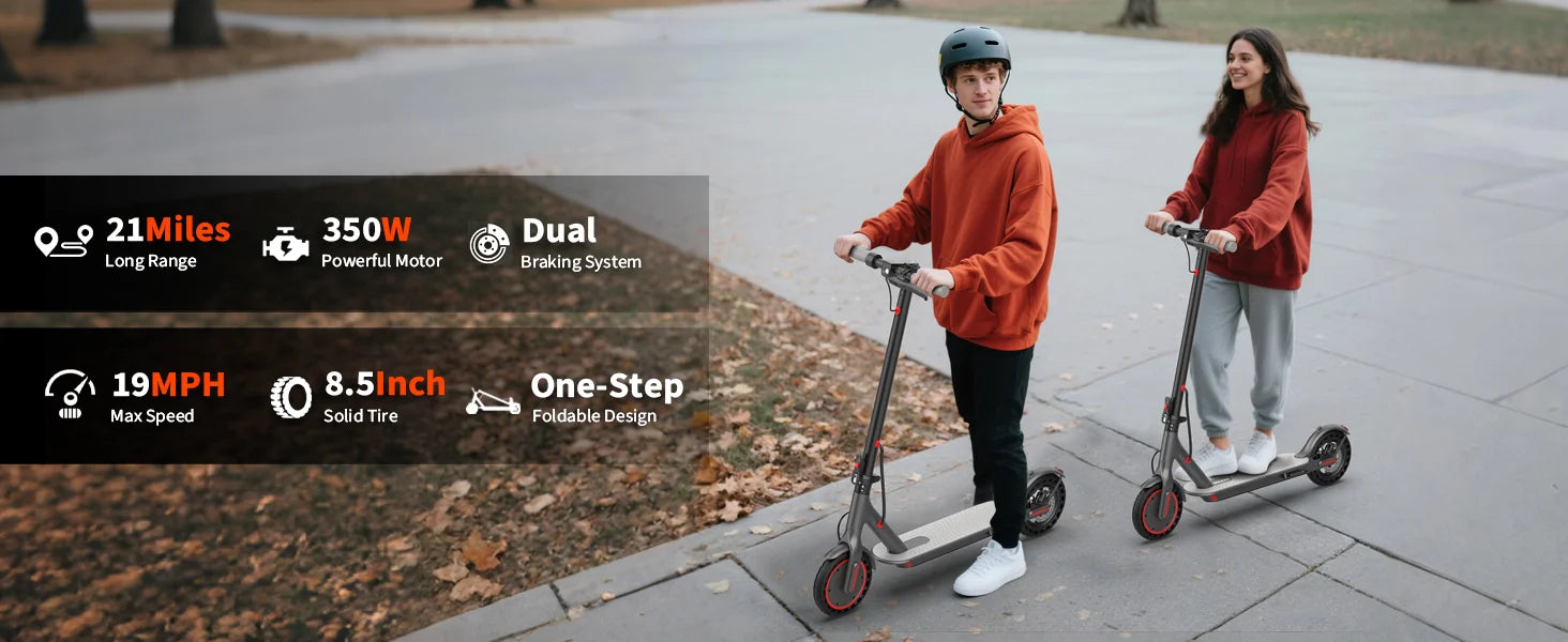 AOVOPRO ES80 350W Electric Scooter 10.5Ah 19mph Max Speed Smart APP Control 21miles Max Range Foldable E-Scooter for Adult