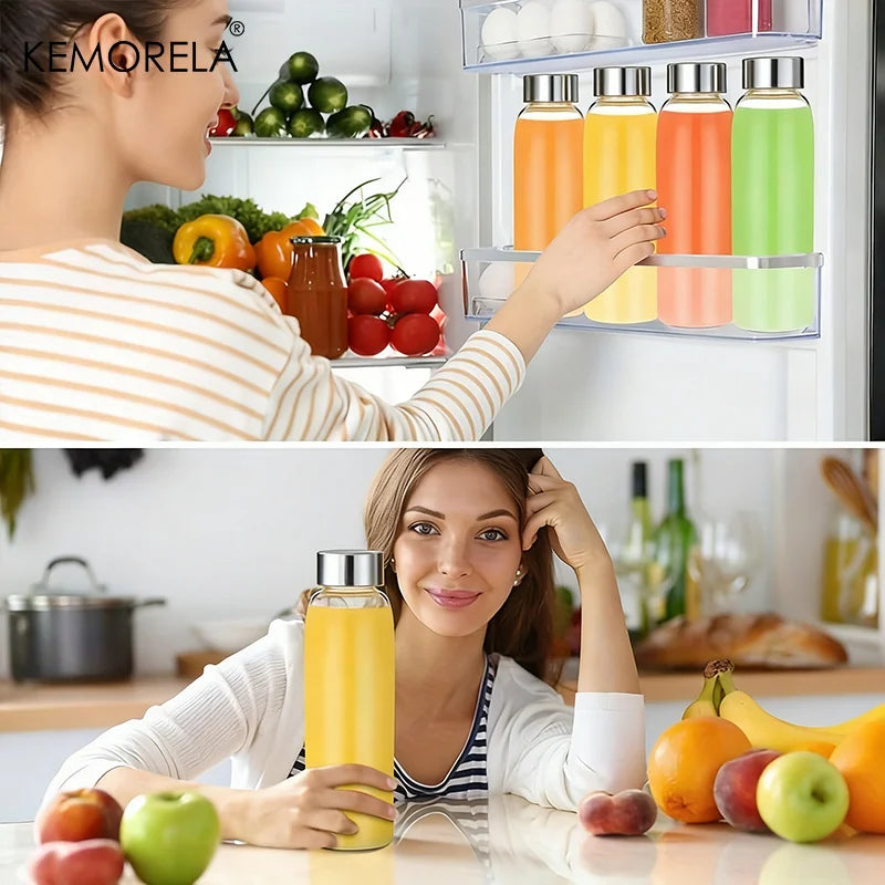 Glass Sports Water Bottle with Lid Leak-Proof And Heat-Resistant 500/750/1000ML for Travel And Storing Such As Juices, Smoothies