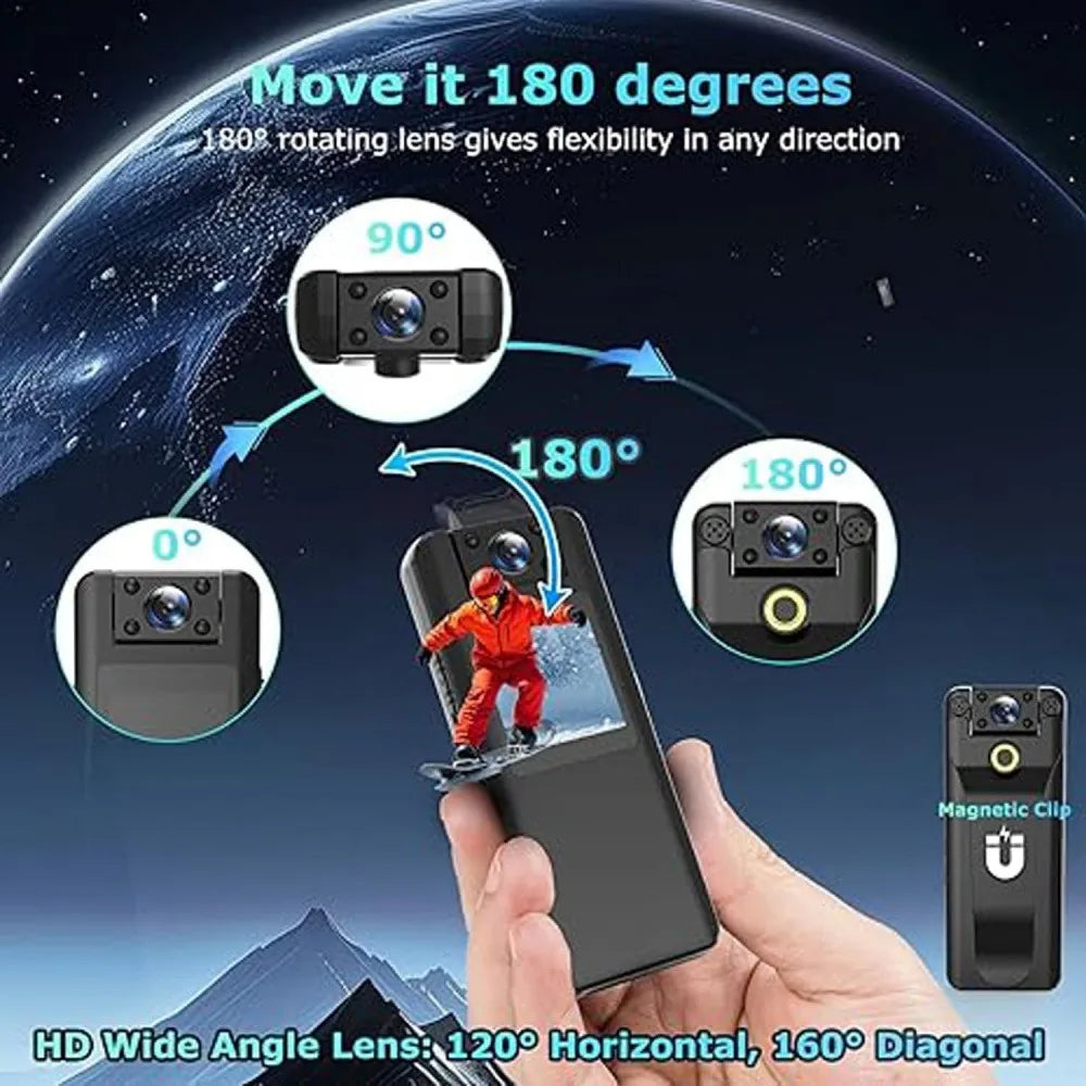 HD 4K Body Camera Mini Body Cam Audio and Video Recording 128GB Wearble Portable Camera Work Guard Travel Vlog