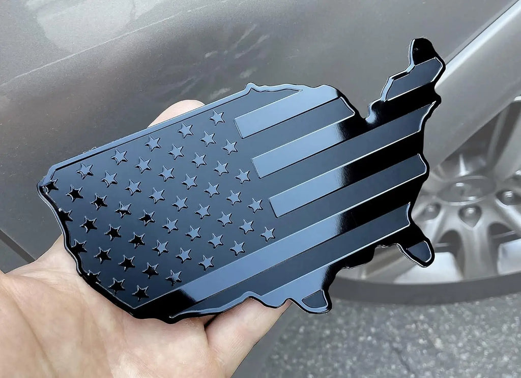 USA Black Flag Map Auto Fender Emblem for Cars Trucks Laptop Wall  7"x4"