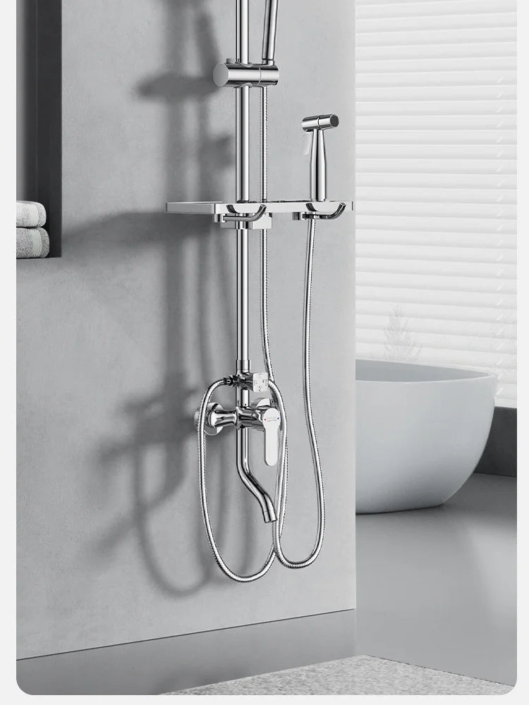 304 Stainless Steel Thermostatic Rainfall Shower Set High Pressure Wall Mounted Bathroom Mixer Tap Handheld Circular Square