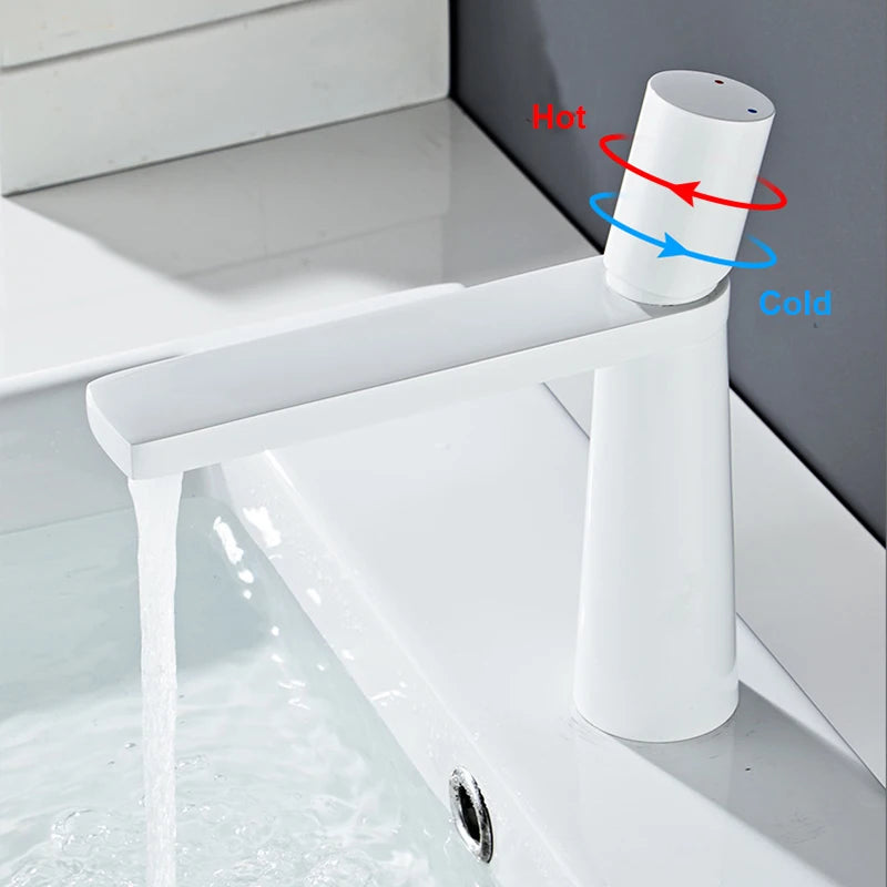 Bathroom Basin Faucet Stainless steel Mixer Tap Black/Chrome/White Wash basin Faucet Single Handle Hot and Cold Faucet