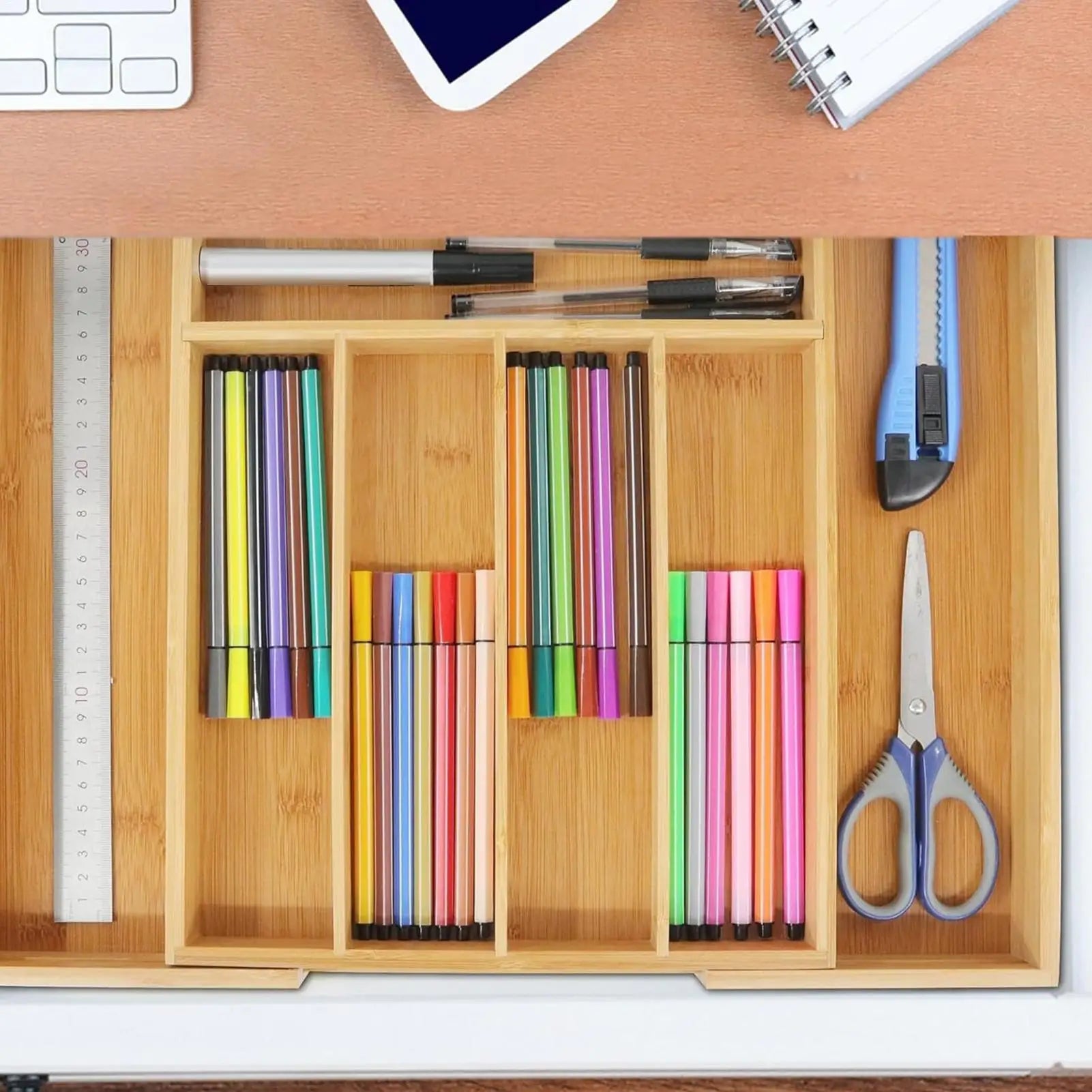 Adjustable Cutlery Tray Drawer Organizer Wooden Divider Organizer Drawer Storage Rack Cutlery Rack For Home Kitchen Restaurant