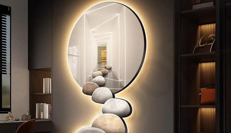 Decoration Painting Of The Entrance Hall Modern Light Luxury Hanging Painting Wall Lamps Extending Mural LED Lights Painting