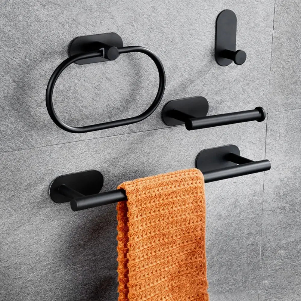 4/5Pcs Stainless Steel Bathroom Hardware Set Anticorrosion Wall Mount Bathroom Towels Rack No Punching Rustproof Towel Bar