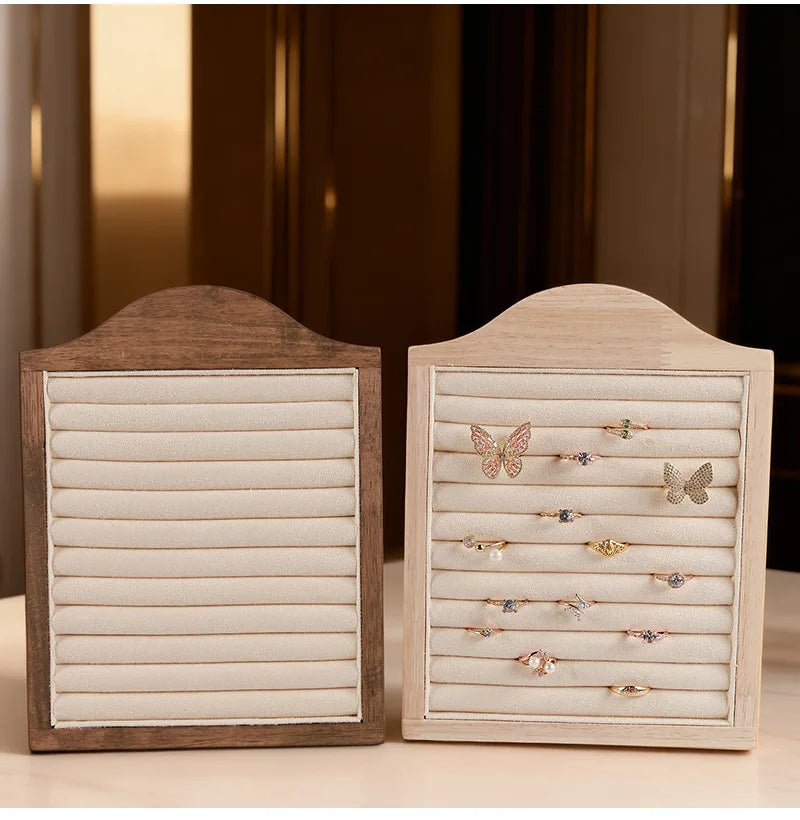 1 Pcs Wood Earrings Ring Photo Frame Jewelry Display Stand Jewelry Rack Velvet Jewelry Storage Tray Store Counter Props Show
