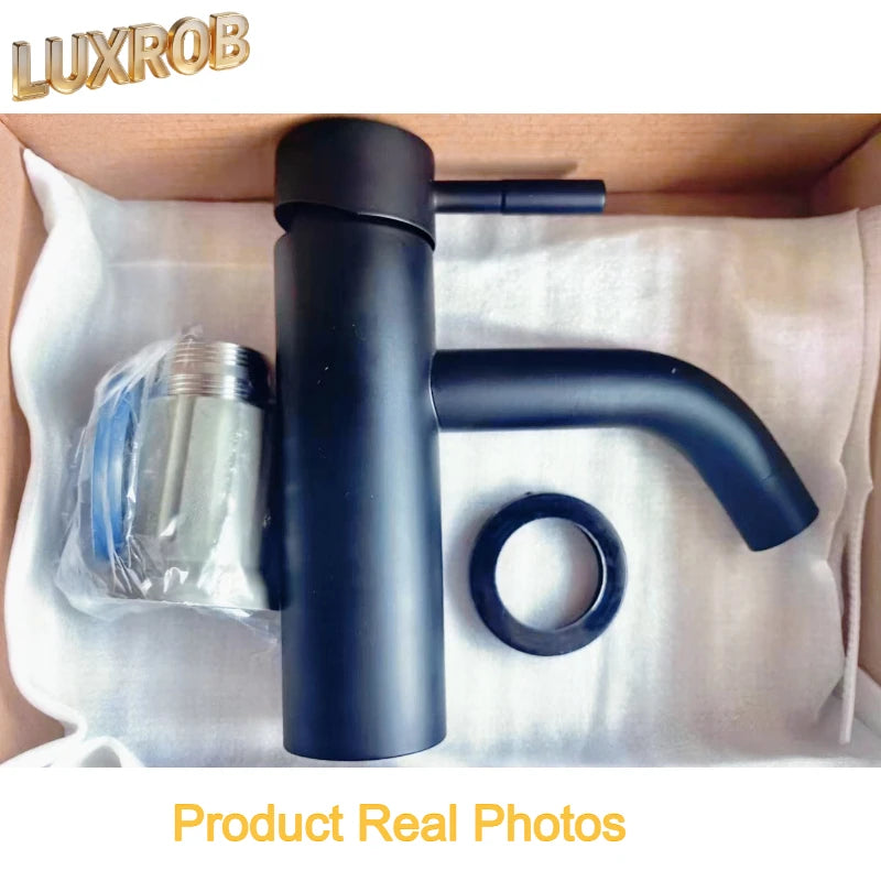 2026 New Matte Black Bathroom Basin Faucet Single Lever Sink Faucets Hot and Cold Water Mixer Tap Deck Mounted Single Hole Crane