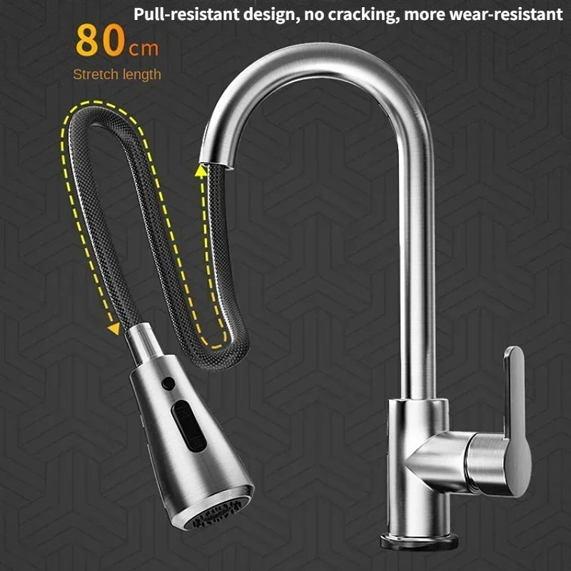 Pull kitchen faucet cold and hot water dual purpose splash proof faucet fast heating household wash basin faucet