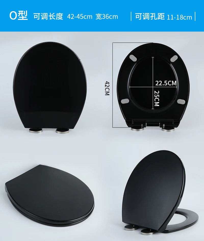 Thick Black Toilet Seat Cover Universal Soft Quiet Bidet Cover for U/V Toilet Durable Bathroom Accessories Home Toilet Parts