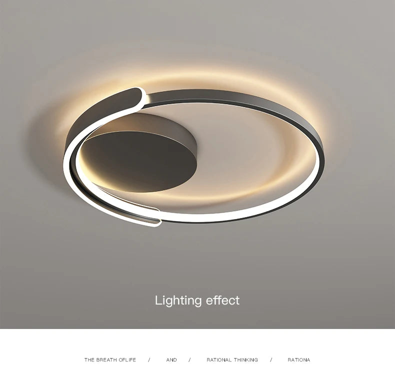 Modern Led Ceiling Light The Bedroom Black White Square Ring Lamp Living Room Study Nursery Indoor Lighting Fixture