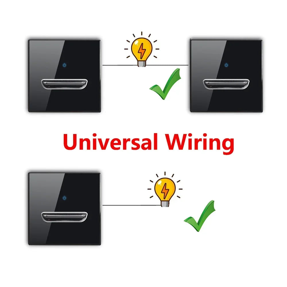Wall Light Switch 1 2 3 4 Gang Tempered Glass Panel Blue LED Night Light White Black Gray Gold Pass Through Low Price