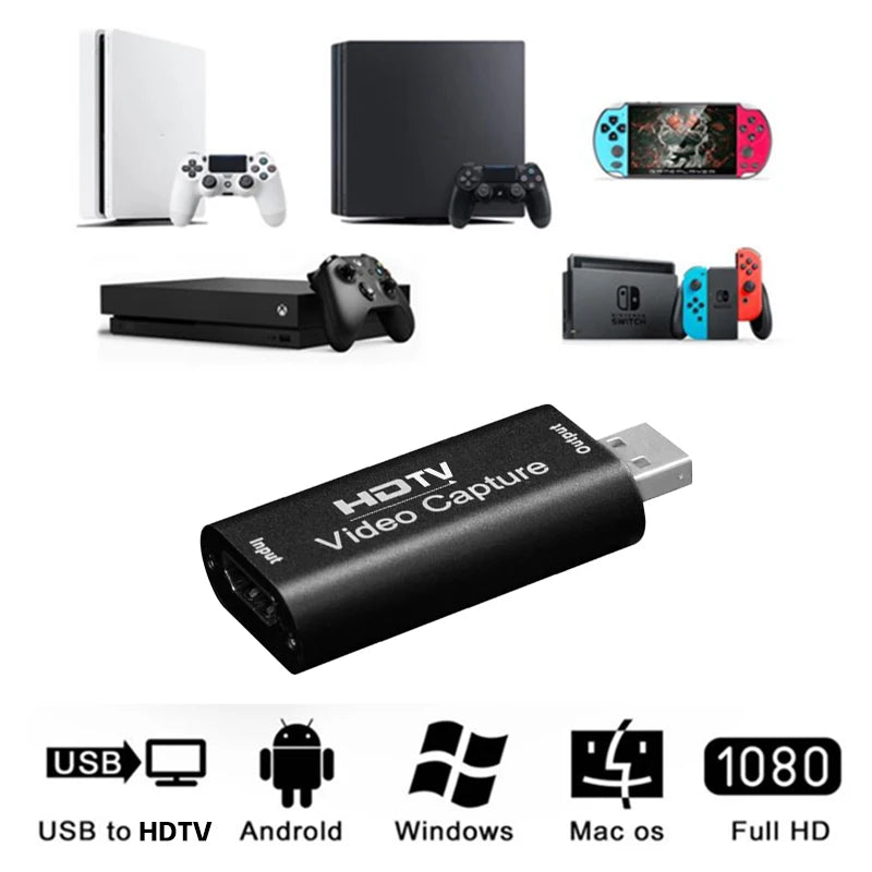 HD 4K Video Capture Card USB 3.0 2.0 to HDTV Video Grabber Record Box For PS4 Game DVD Camcorder Camera Recording Live Streaming