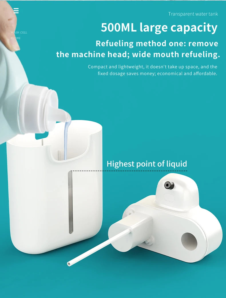 500ML Large Capacity HD Display 9-Gears Adjustable Foam/Liquid Control Automatic Sensor Soap Dispenser Portable Hand Wash Bottle