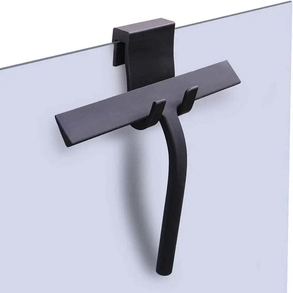 Matte Black Shower Squeegee Silicone Material Streak Free Glass Wiper With Handle Hanging Holder Silicone Squeegee