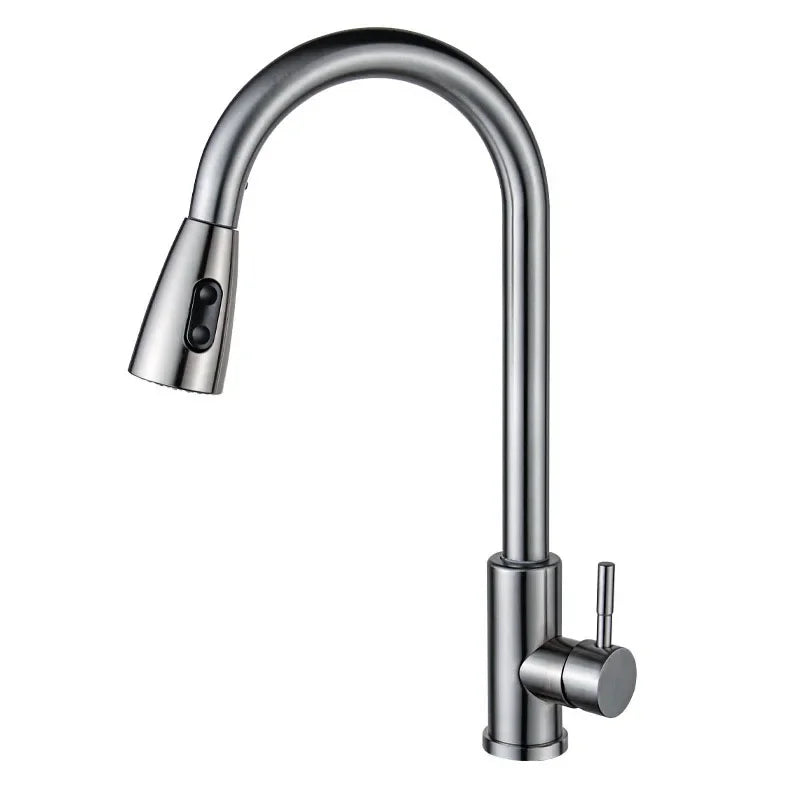 Stainless steel pull-out hot and cold water mixing faucet for kitchen, vegetable sink, washbasin, and bar pull-out faucet