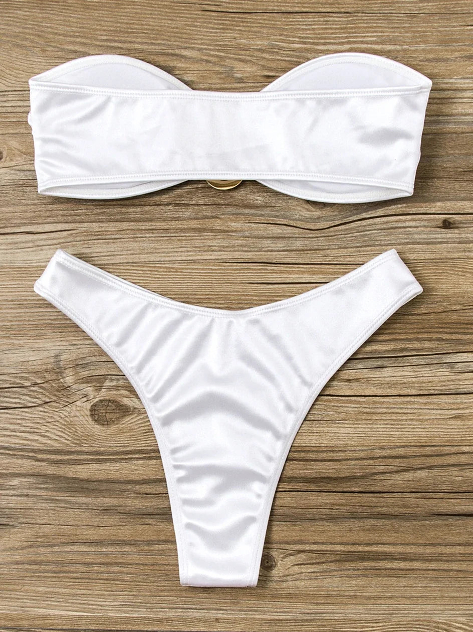 Bandeau Bikini Swimsuit Women 2026 Two-piece Swimwear Thong Bikinis Sets Female Bathing Suit Push Up Monokini Beach Wear Biquini
