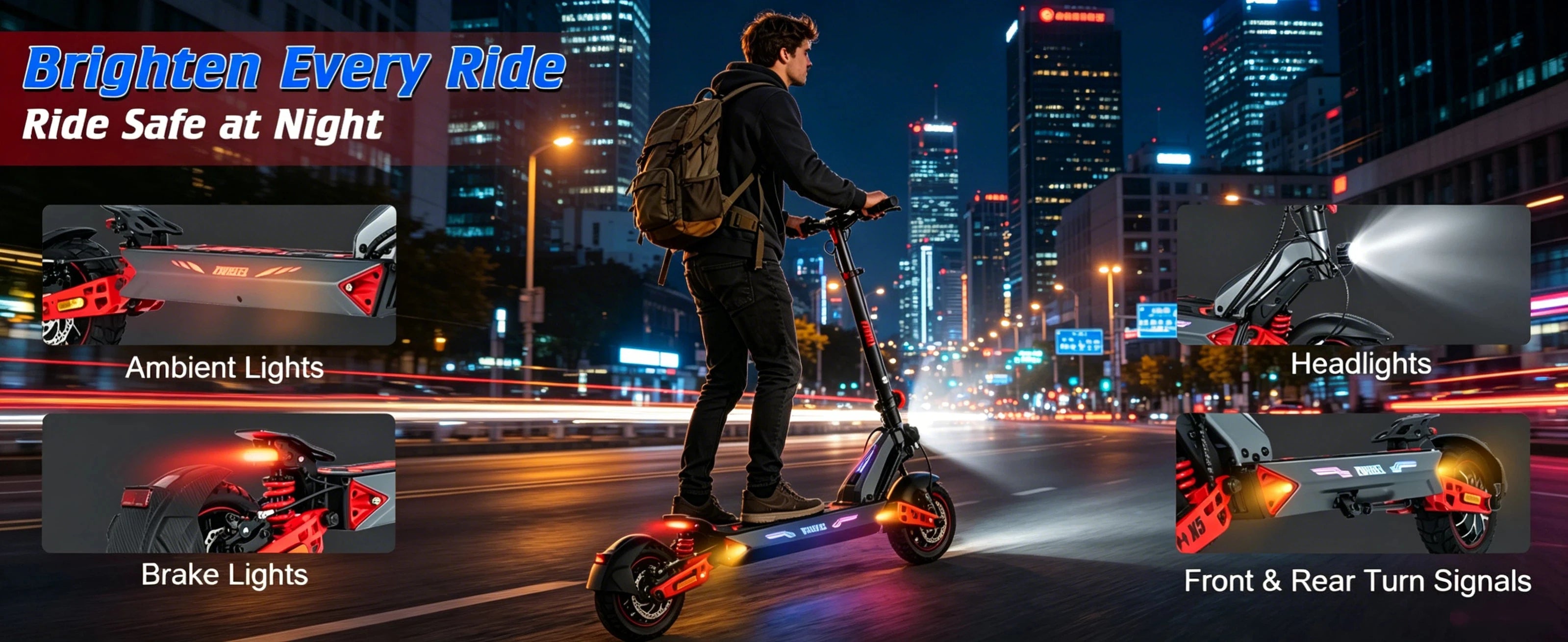 Electric Scooter Adults 2400W Dual Motor, 10" Off Road Tires, foldable, 48V 20Ah Battery, 45 Miles Long Range, Dual Disc Brake, US Stock