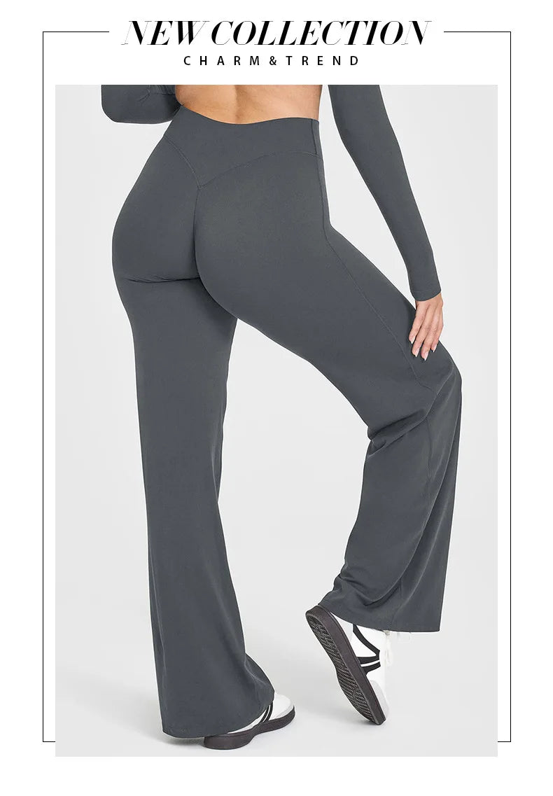 Straight Leg Yoga Pants Soft Butter Fabric Women Clothes Middle Waist Gym Pants Leggings Fitness Pilates Running Sports Trousers