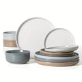 Dinnerware Sets Nordic Modern Dishes Set For 4 Off White Speckled Glazed Ceramic Stoneware 12 Pieces Plates And Bowls Set Microwave Safe For Home Kitchen Dining Housewarming Thanksgiving Christmas Gift