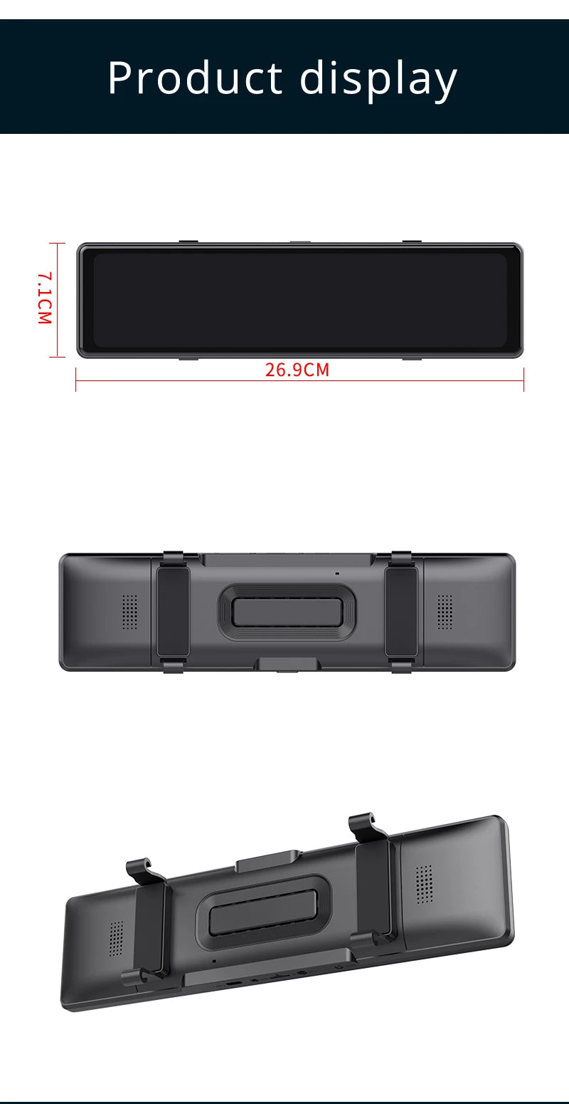 3 Cameras Dash Cam Car Play & Android Auto 2.5k 2560*1440P Rearview Mirror Video Recording WIFI Loop Record Phone APP Car DVR