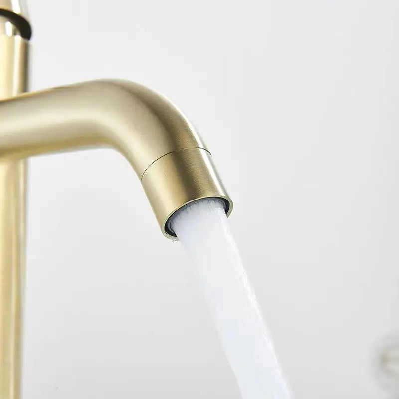 Gold Bathroom Faucet Stainless Steel Bathroom Basin Faucet Cold And Hot Water Mixer Sink Tap Single Handle Deck Mounted Brushed