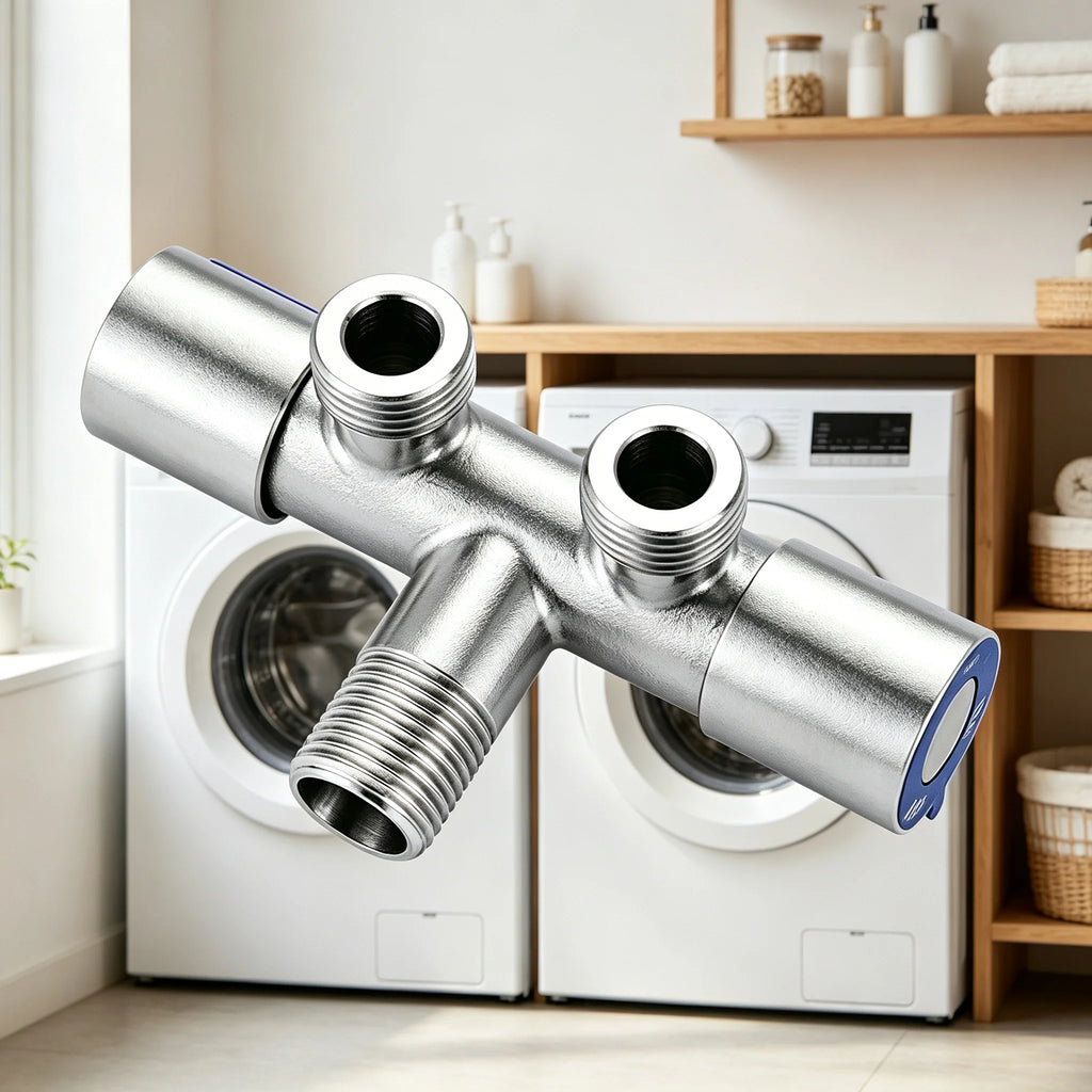 Double Handle Stainless Steel Cold Water Faucet Bathroom Washing Machine Faucet