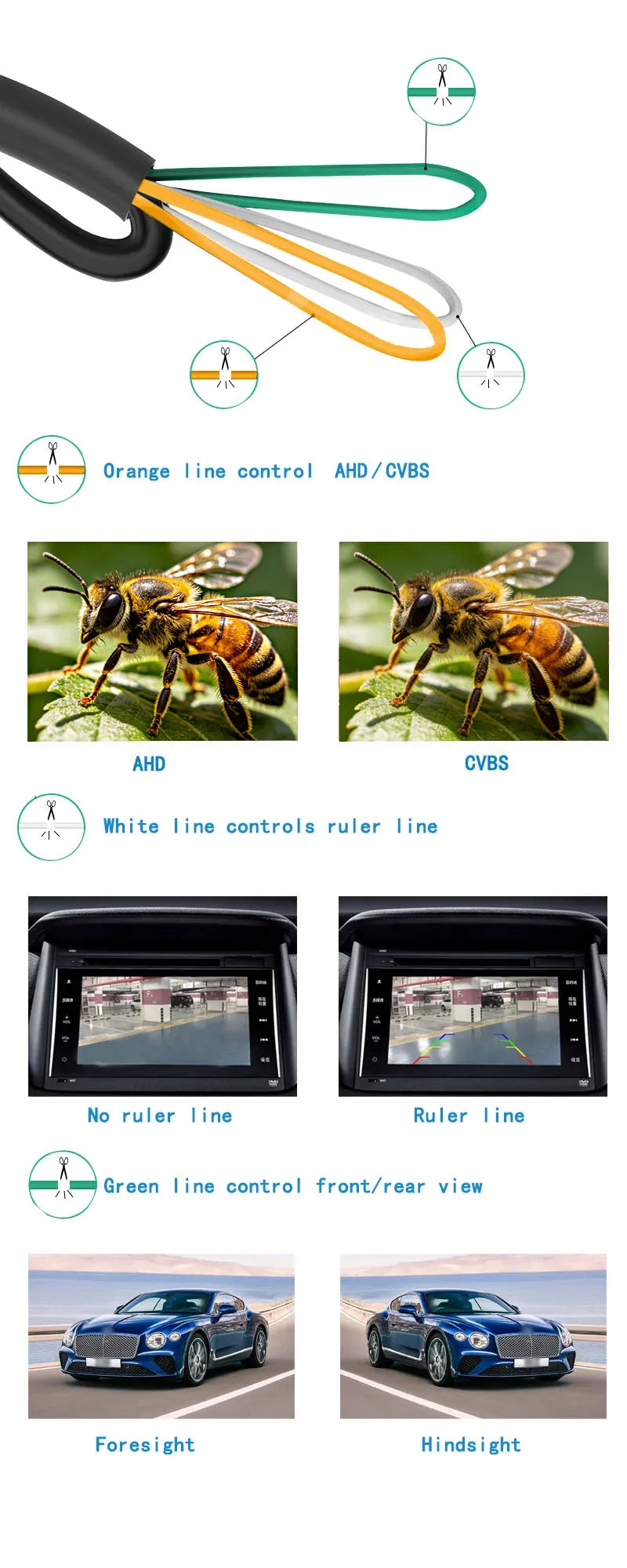 1080P AHD Car Rear View Camera Waterproof HD Night Vision Golden glass fisheye lens Reverse Backup Camera for Universal Vehicle