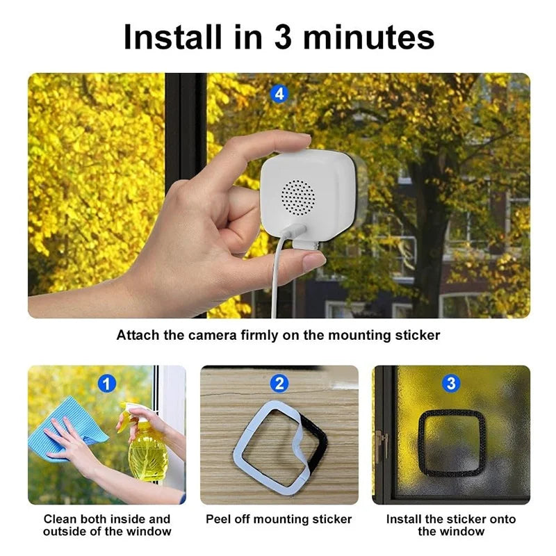 Safeview Window Camera, Smart Window Security Camera with Night Vision & Motion Detection, Protect Your Home, Family Valuables
