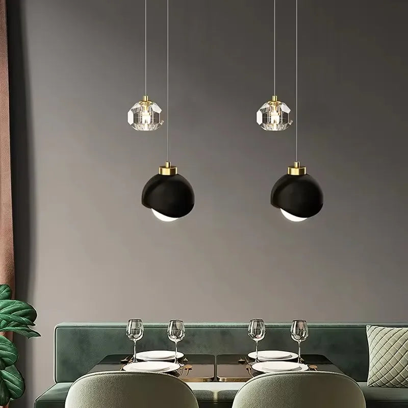 Modern Led Pendant Lights For Bedroom Creative Home Decor Haning Lamp Luxury Dining Room Lighting Gold / Black Crystal Fixtures