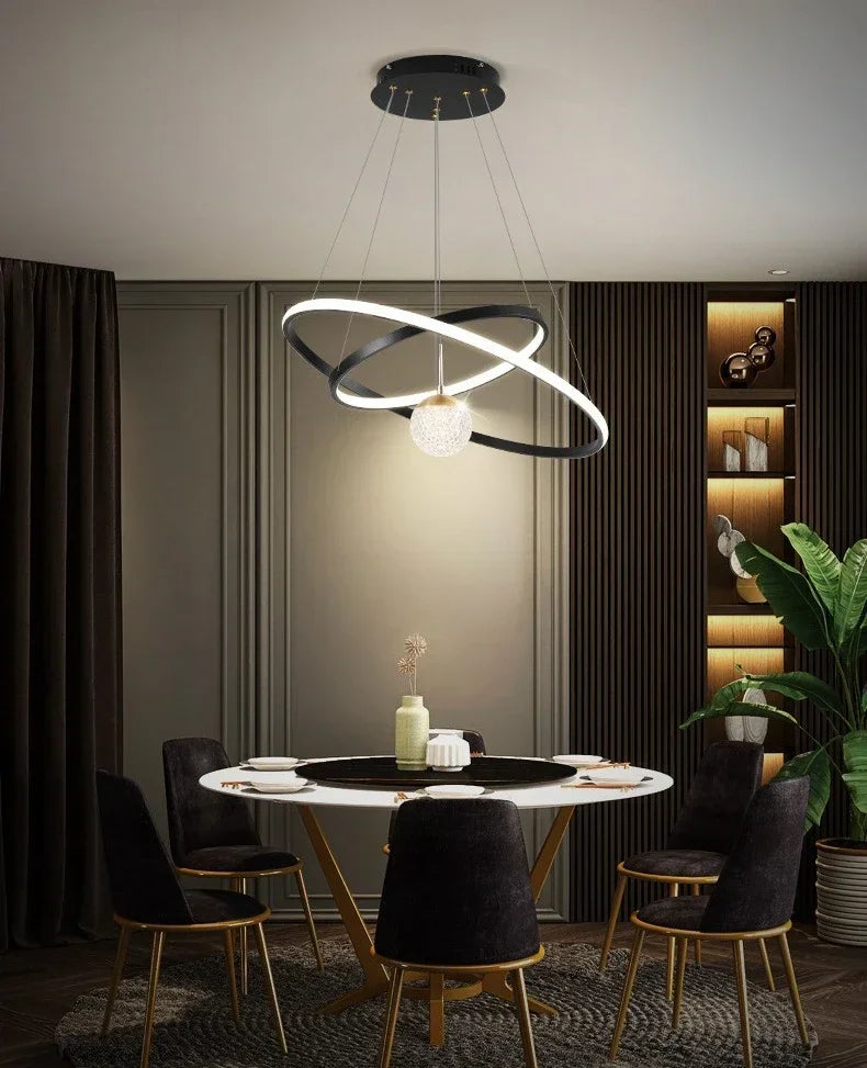 Modern Led Lights Dining Room Decor Chandeliers Simple Ring Living Bedroom Lights Home Indoor Lighting Decorative Pendant Lamps