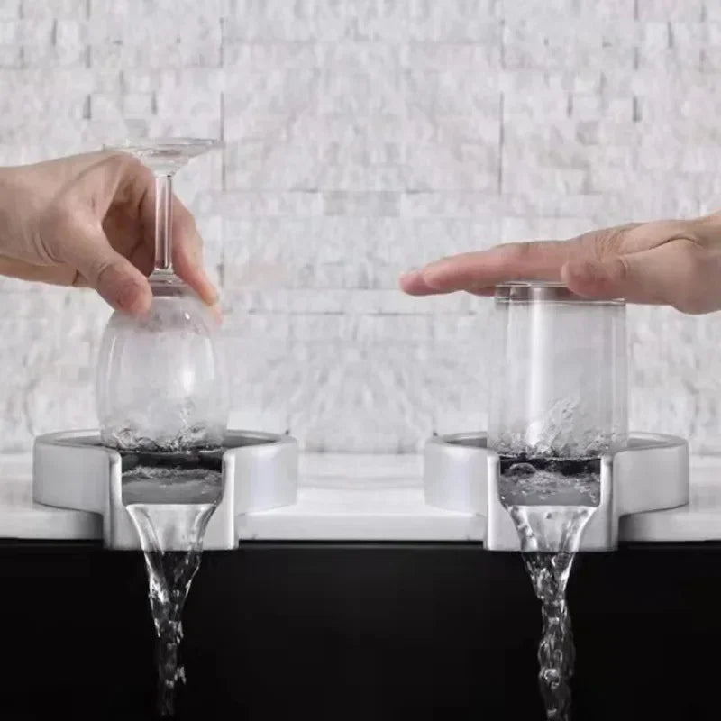 Glass Cup Bottle Washer Cleaner Beer Bar Glass Rinser Faucet Sink Accessories 304 Stainless Steel Glass Rinser for Kitchen Sinks