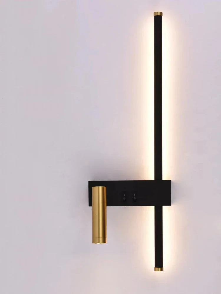 Reading and switching simple wall lamp bedroom bedside lamp Nordic 2023 master bedroom line background wall lamp
